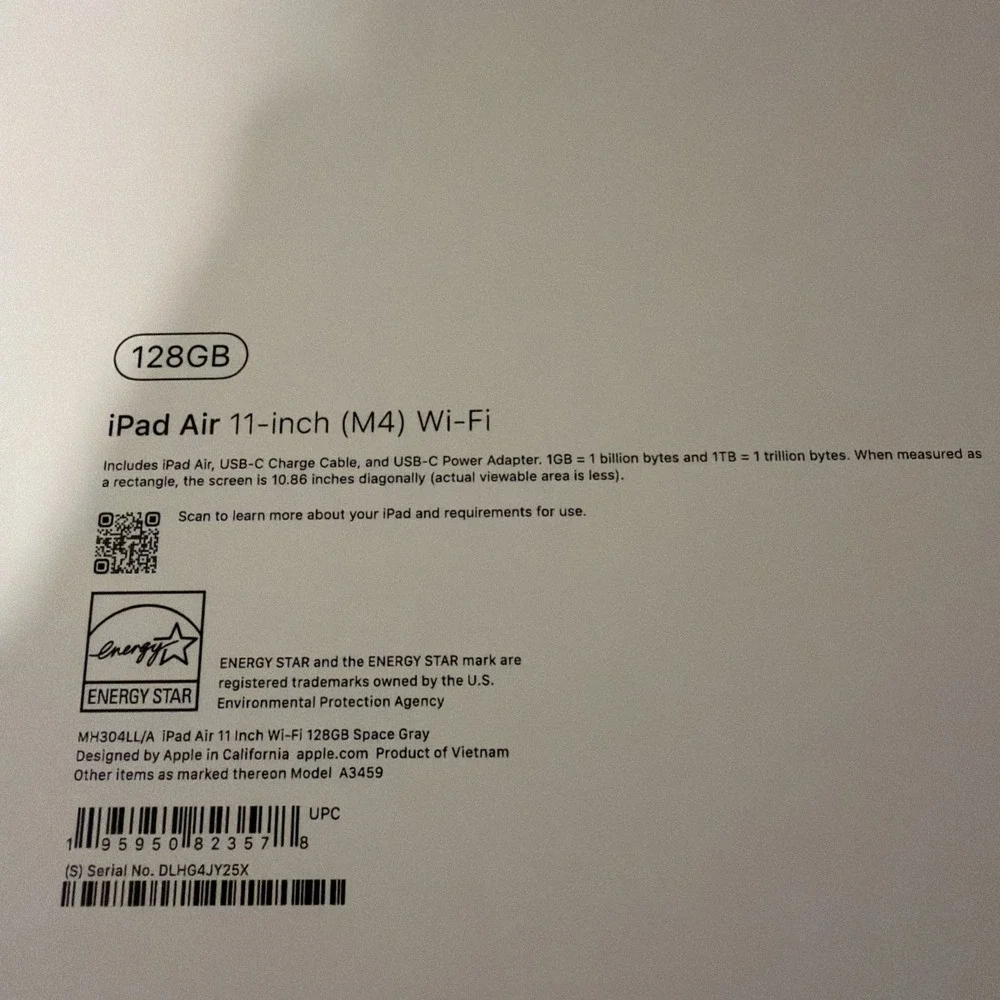 New 2026 Apple iPad Air 11-inch (M4) Wi-Fi 128GB Model A3459 Sealed
